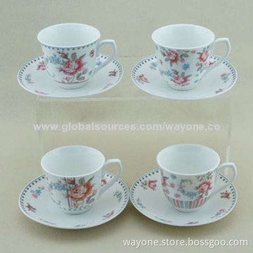 5pcs Coffee Pot with Blue Rose, 1,000ml Capacity New Design, Suitable for Promotion and Home